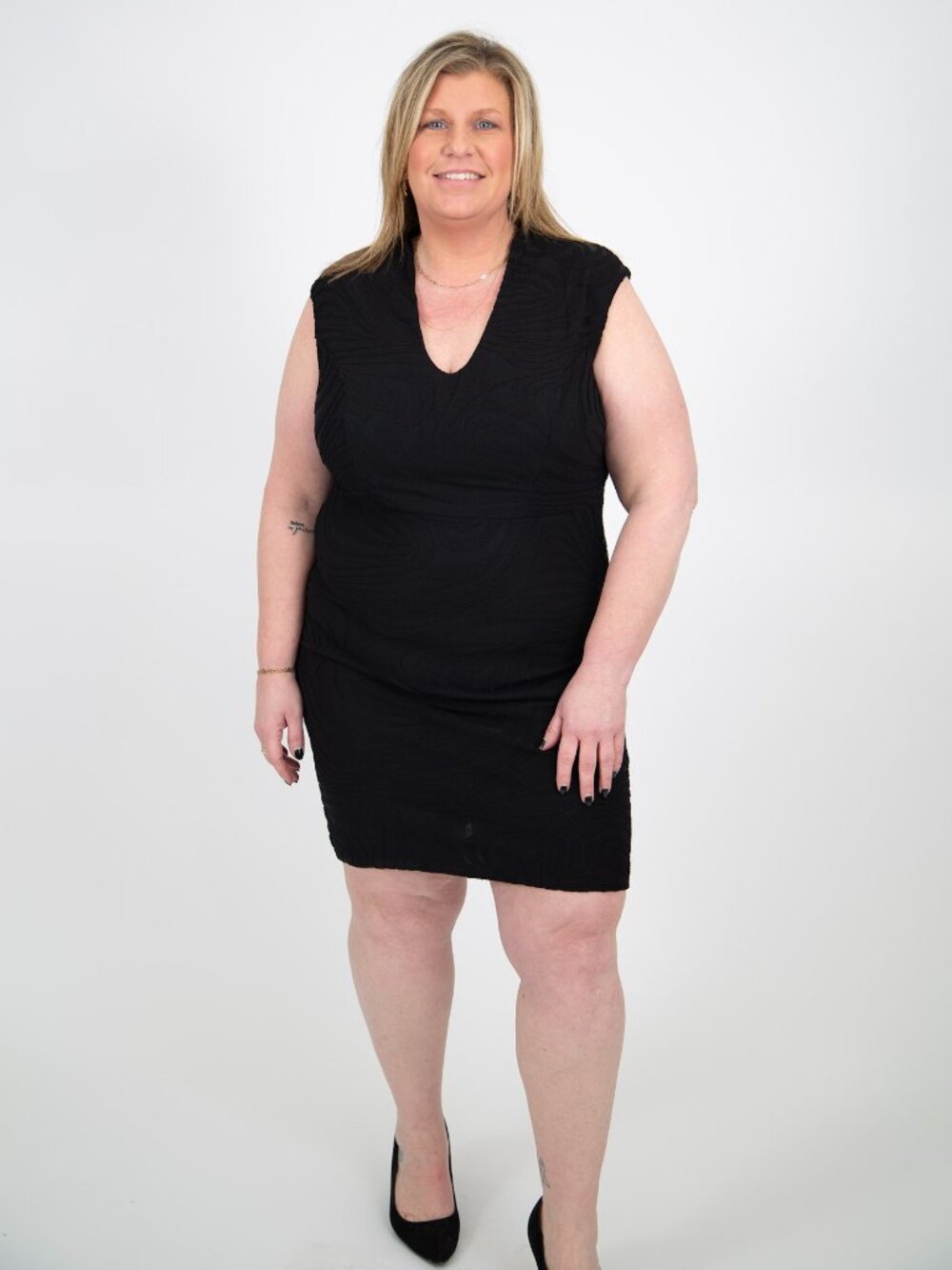 Curvy Jacquard Burnout Bullet Dress